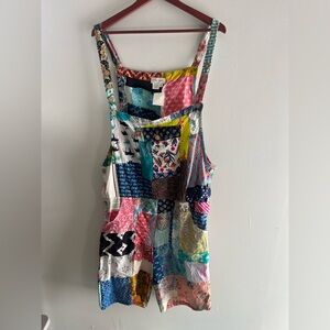 Romper Ashley Taylor NEW patchwork Overall shorts- Boho Jumper OS Cottagecore